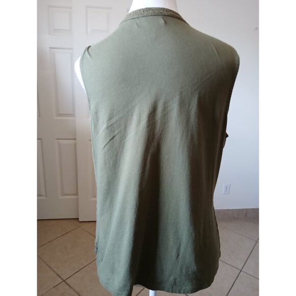 Chaps Denim Petite PXL  Blouse Womens Lace VNeck Sleeveless Lined Summer Spring - Picture 2 of 13